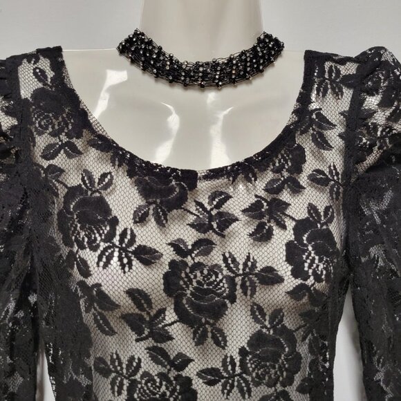 BLACK Lace Long Sleeve See Through Dress Sizes S M L XL - NWOT - Picture 9 of 12